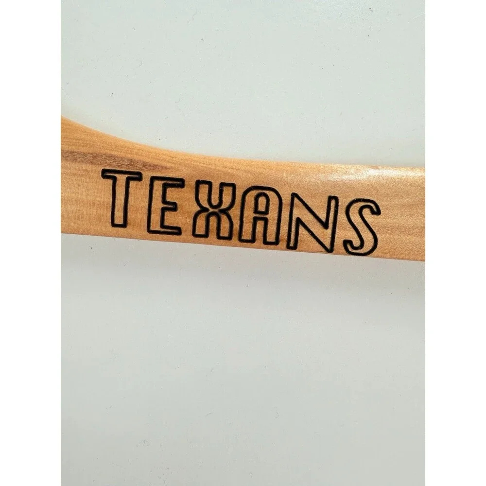 5 Custom personalized wooden hangers featuring the Houston Texans logo and name